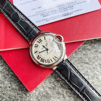 Cartier Ballon Bleu De 33mm ETA2671 Movement Crocodile Leather Strap Watch